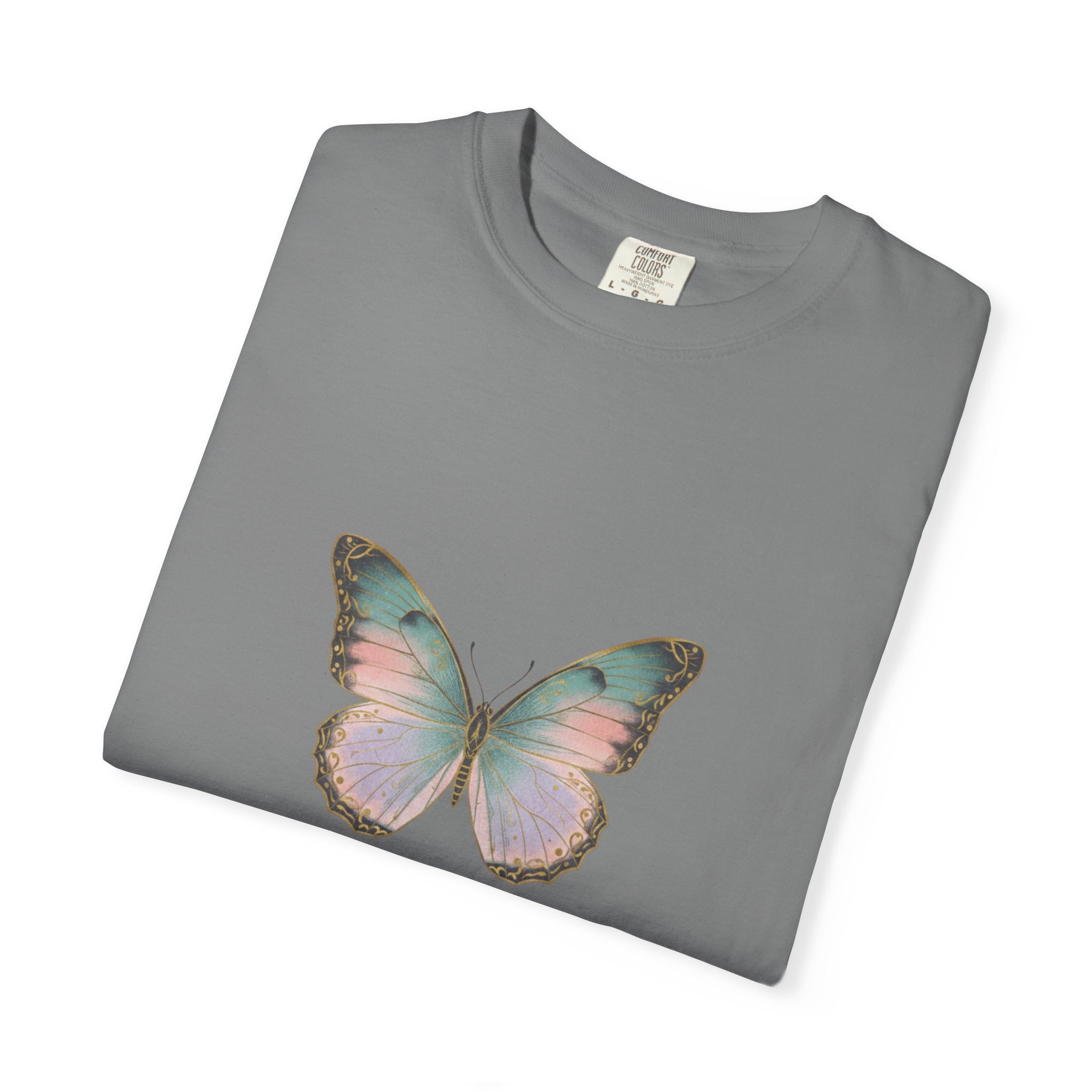 Retro 70s Vacation Butterfly T-shirt | Distressed Orange Teal Wings