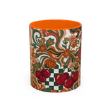 Vintage Cherry Strawberry Pattern Accent Mug | 11oz 15oz