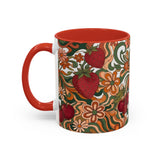 Vintage Cherry Strawberry Pattern Accent Mug | 11oz 15oz