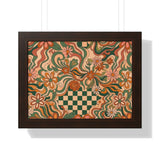 Retro Floral Checkerboard Poster