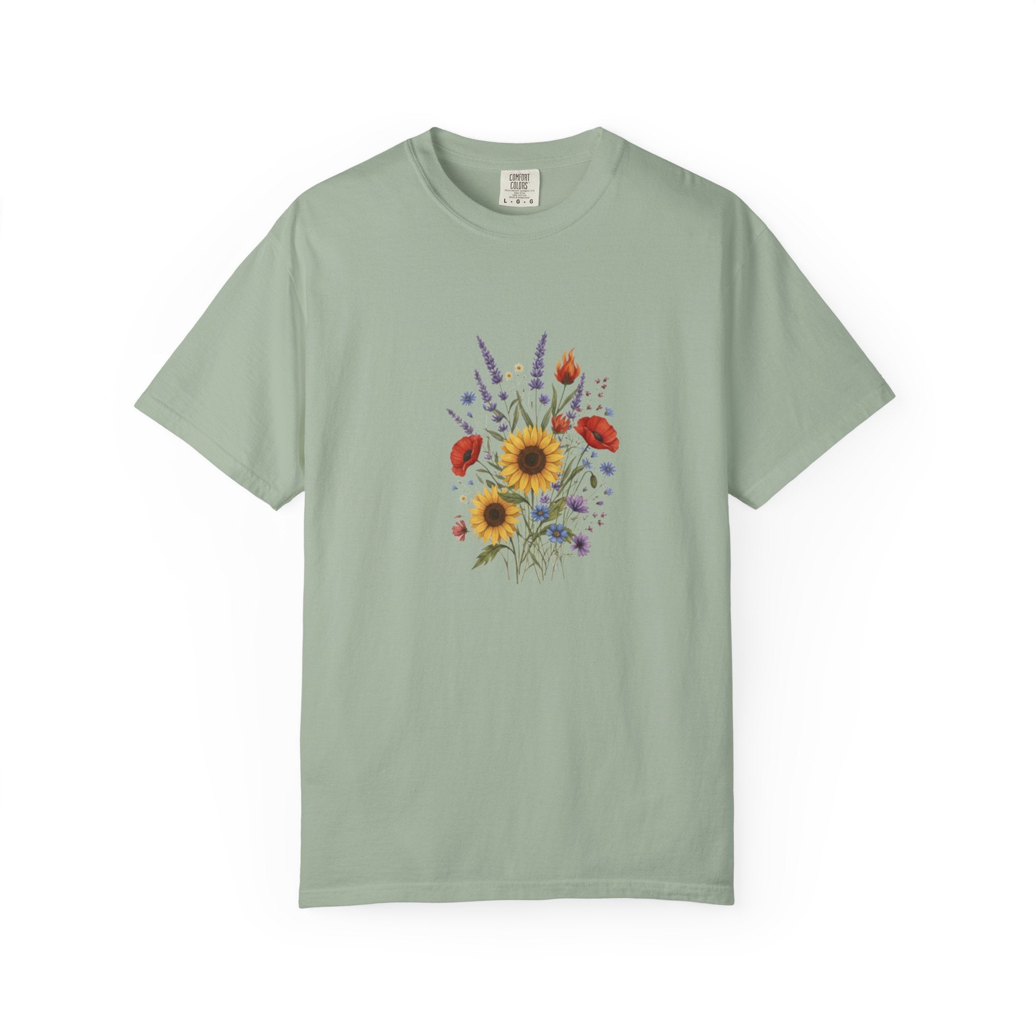 Sunflower and Wildflower Bouquet T-Shirt | Floral Botanical Garden Tee