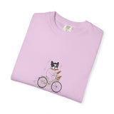 French Bulldog on Bicycle T-shirt | Cute Dog Illustration, 'Oui!' Text