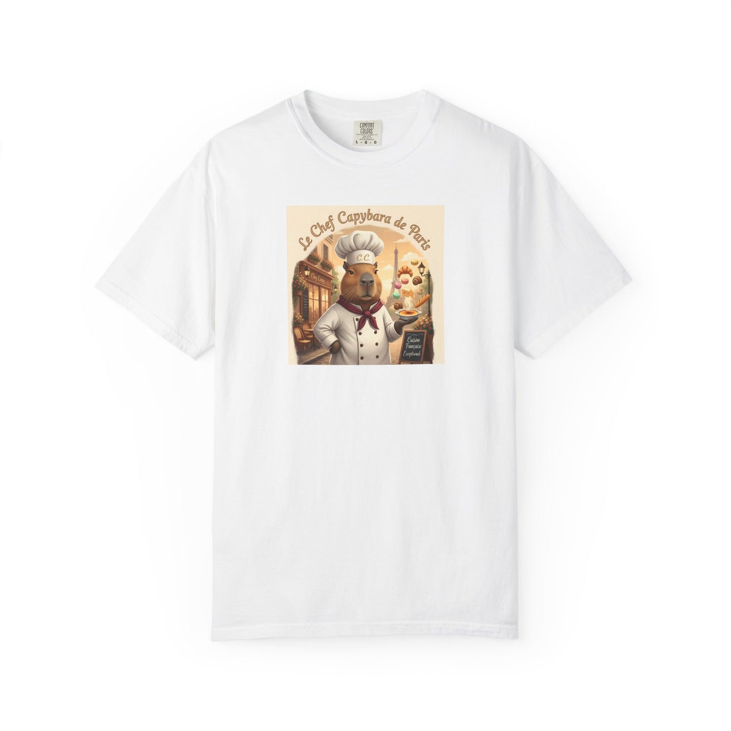 Vintage French Pâtissier Capybara Chef T-shirt | Bakery Illustration