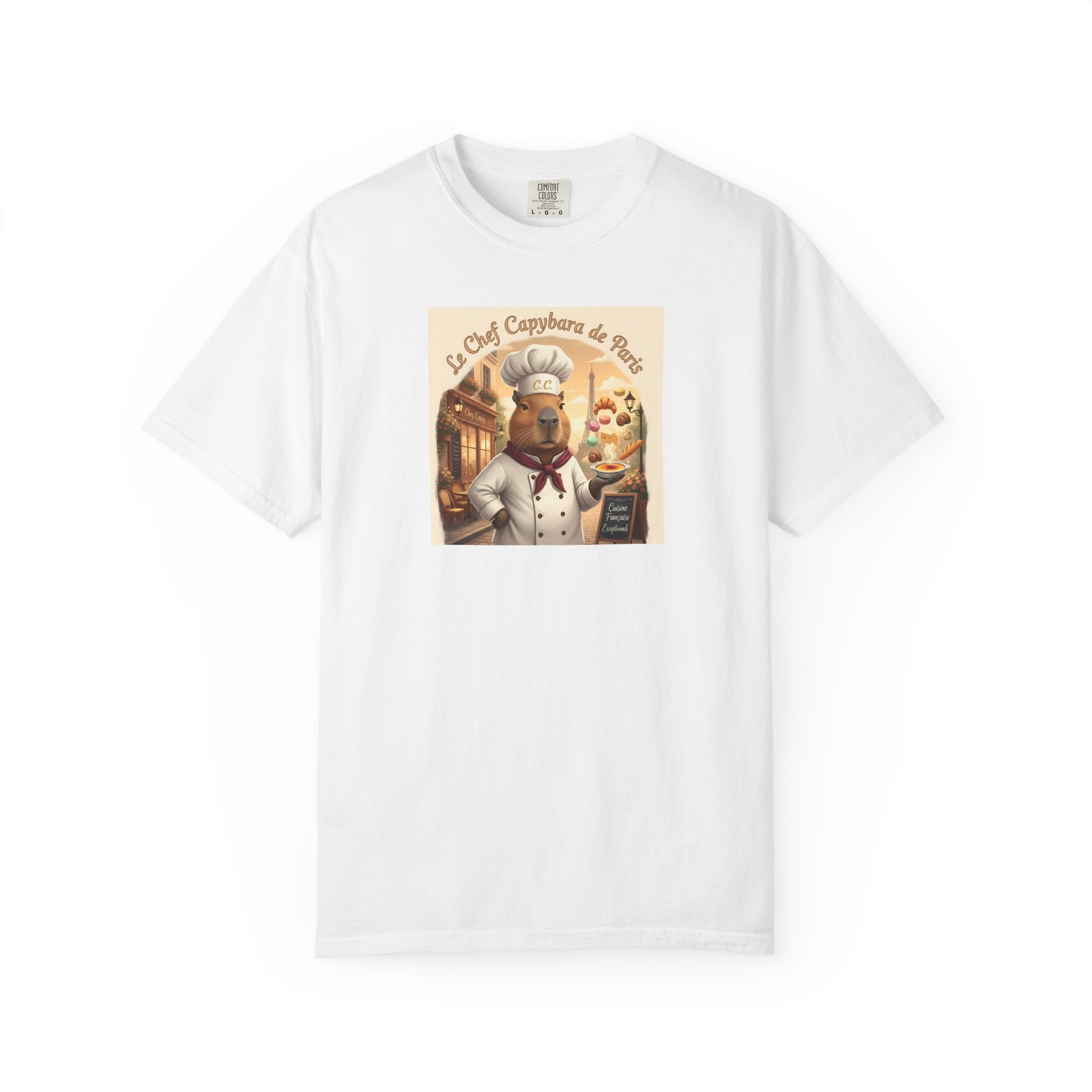 Vintage French Pâtissier Capybara Chef T-shirt | Bakery Illustration