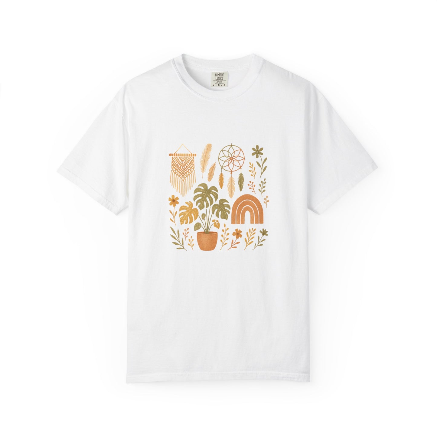 Boho Plants and Dreamcatcher T-Shirt | Rainbow, Monstera, Macrame