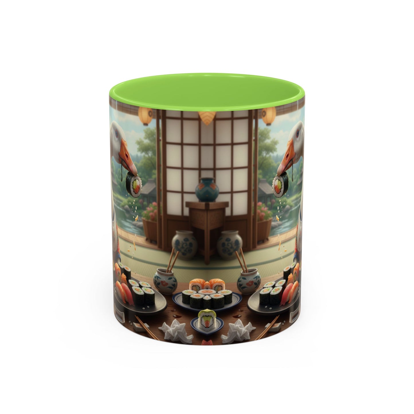 Goose with Sushi Mug | Japanese Tea Room Illustration