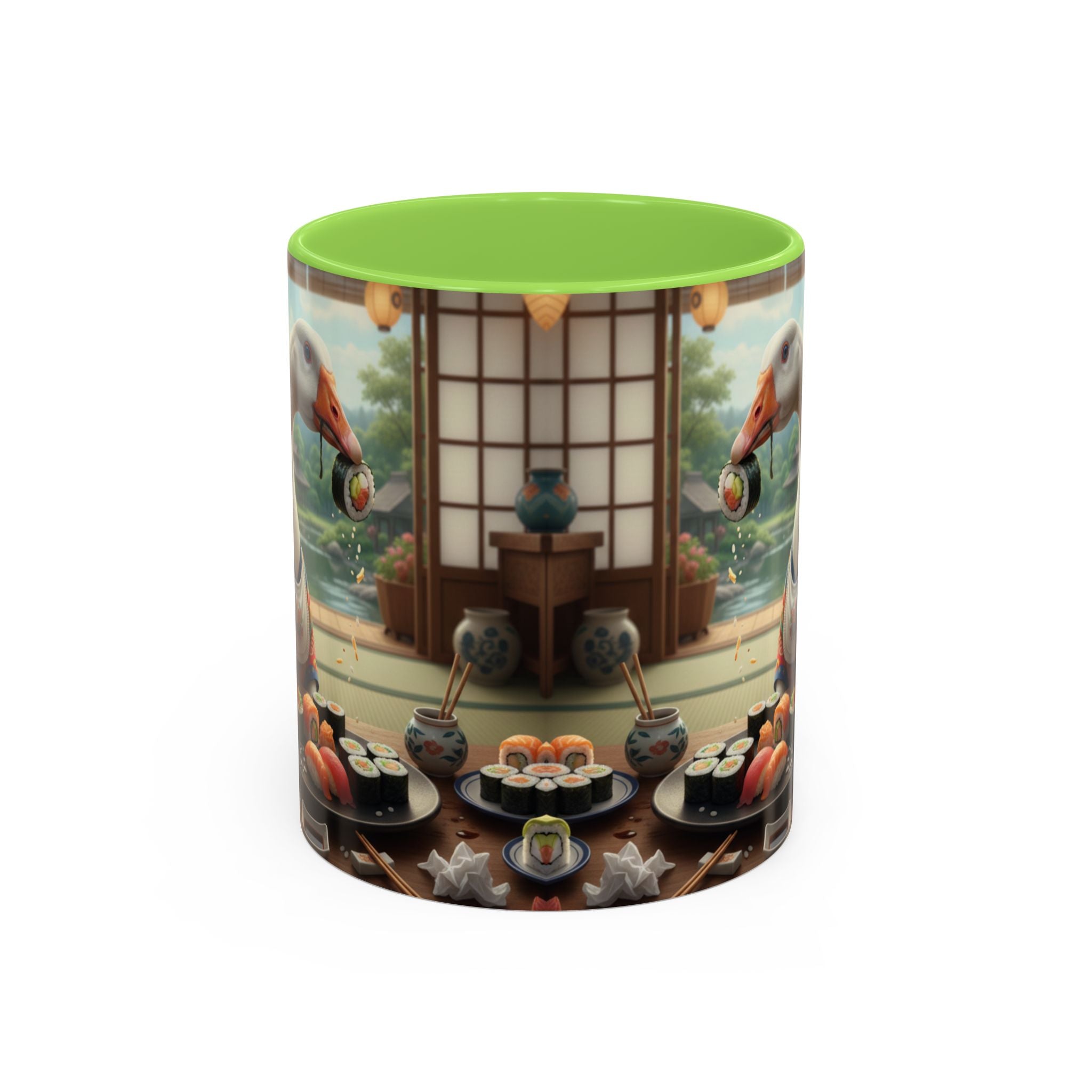 Goose with Sushi Mug | Japanese Tea Room Illustration