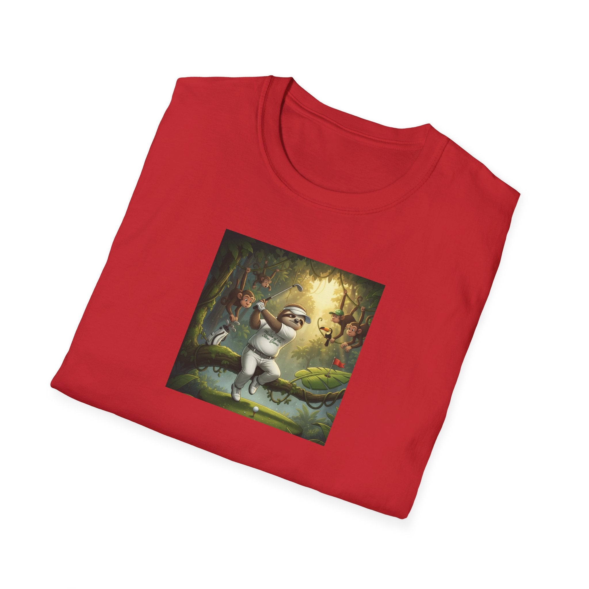Slow Living Sloth Golfer T-Shirt | Zen Sportswear Tropical Golf Silas