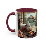 Goose with Sushi Mug | Japanese Tea Room Illustration