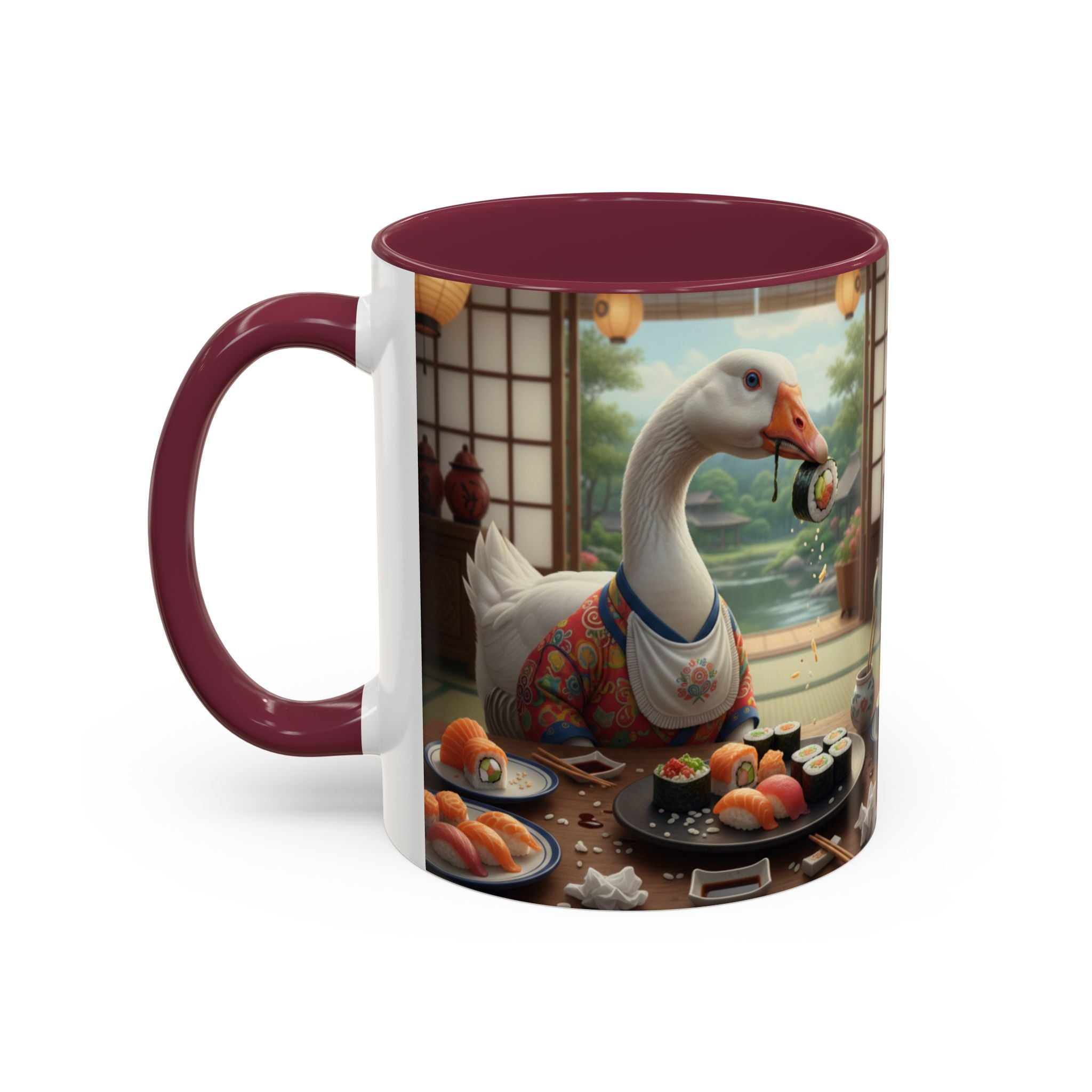 Goose with Sushi Mug | Japanese Tea Room Illustration