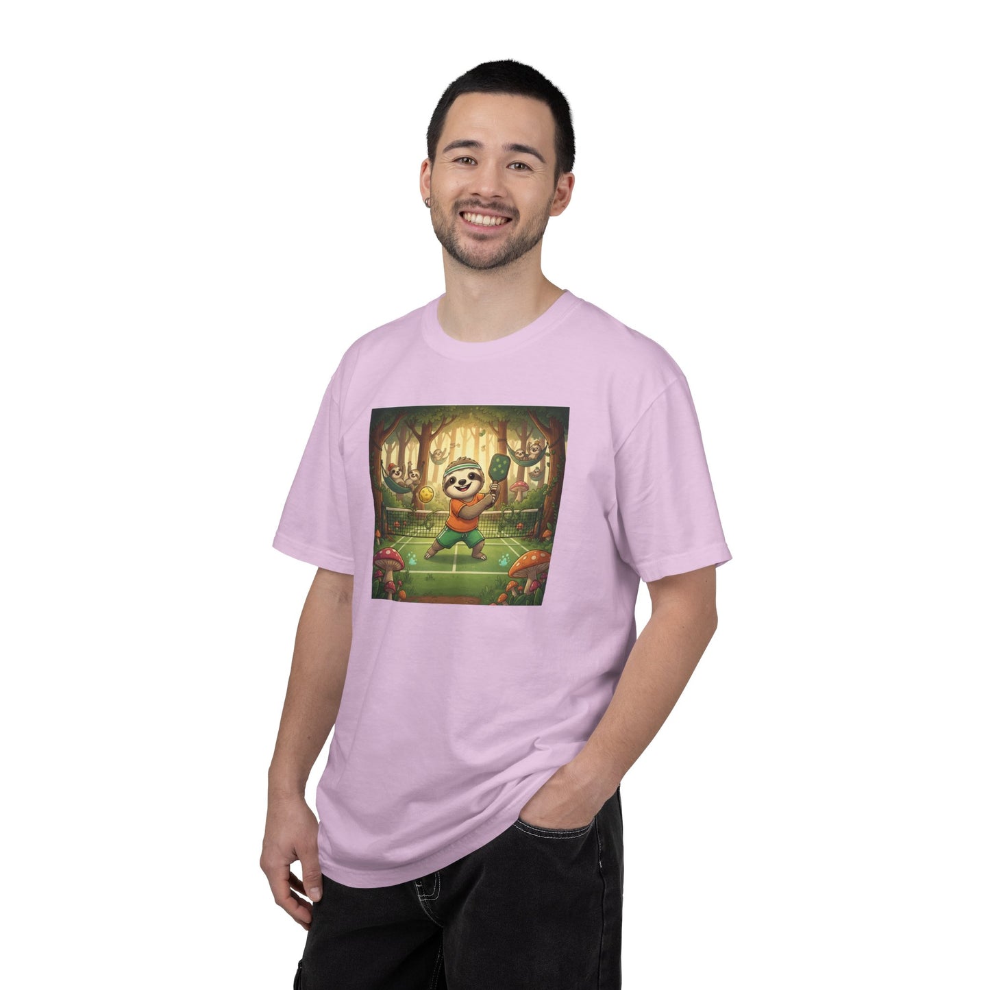 Sloth Pickleball Illustration T-shirt | Whimsical Forestcore Slow Living