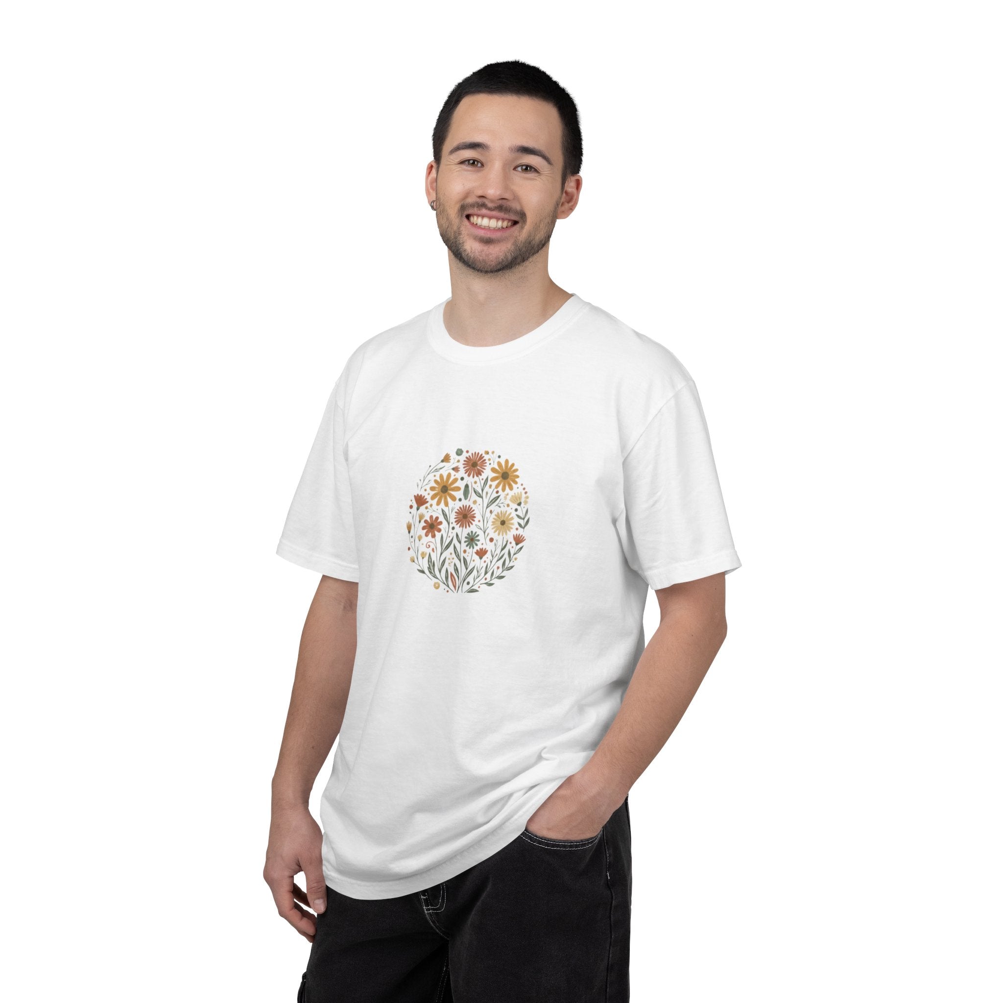 Autumn Wildflower Bouquet T-Shirt | Floral Circle Illustration