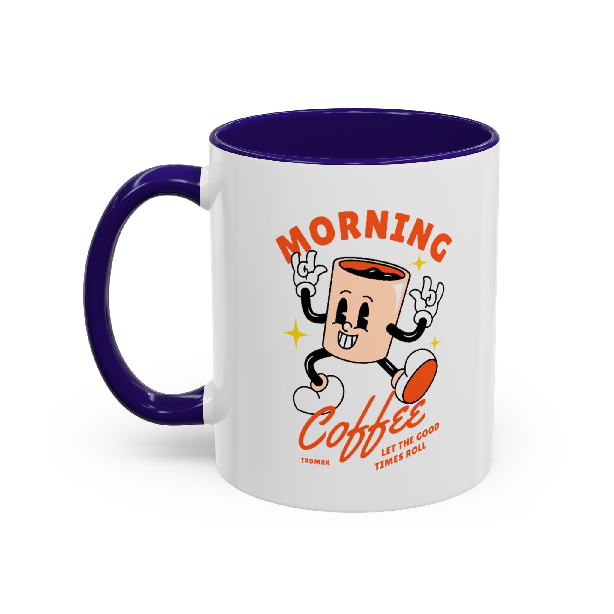 Morning Coffee Mug | Retro Cartoon Coffee Cup, Colorful Ceramic