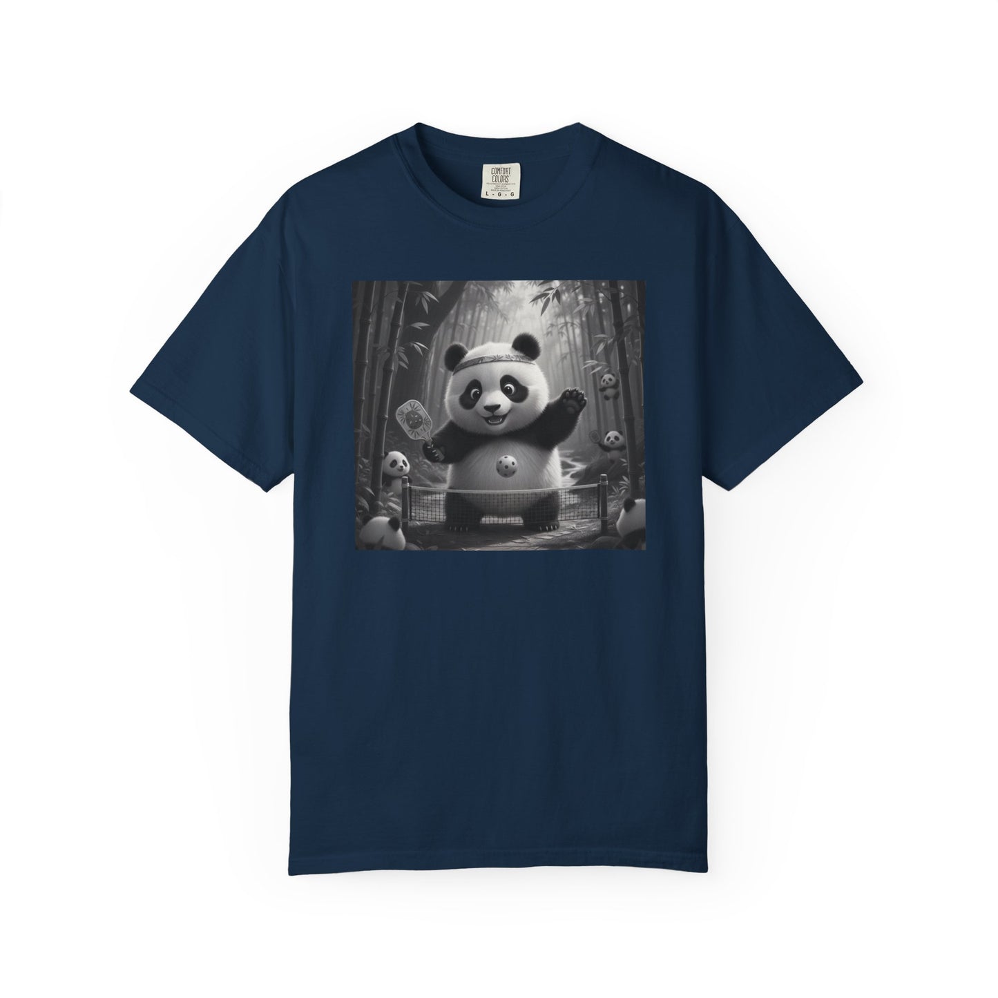 Panda Pickleball Bamboo Forest T-Shirt | Monochrome Kawaii Sports Decor