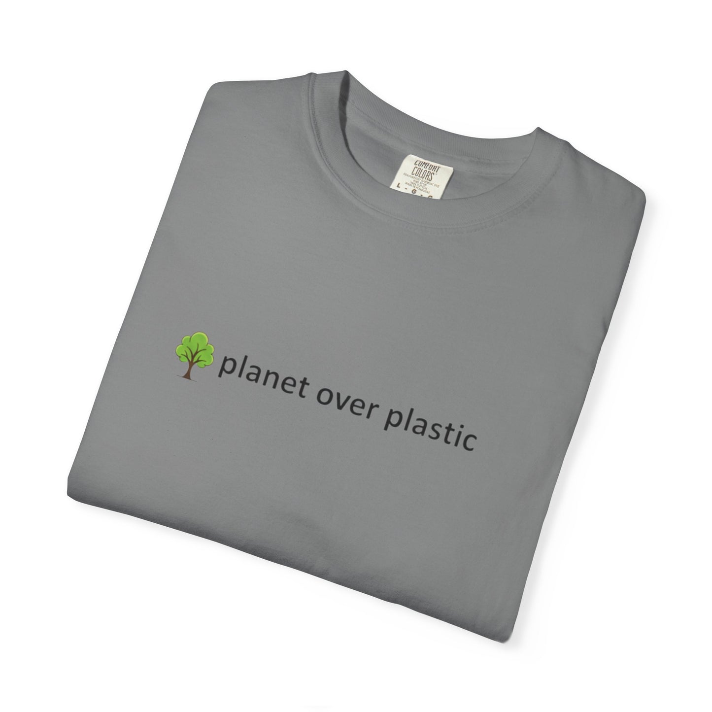planet over plastic T-shirt | environmental tree slogan tee