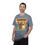 Slurfing Surfing Sloth T-Shirt | Retro Beach Wave Illustration