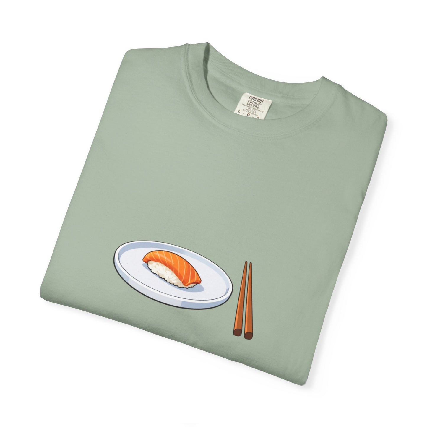Salmon Nigiri Sushi plate with chopsticks T-shirt | sushi tee