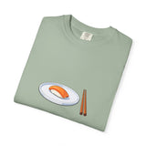 Salmon Nigiri Sushi plate with chopsticks T-shirt | sushi tee