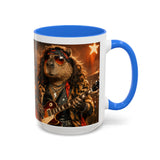 Rockstar Capybara with Guitar Mug | Color Accent Coffee Cup 11oz 15oz