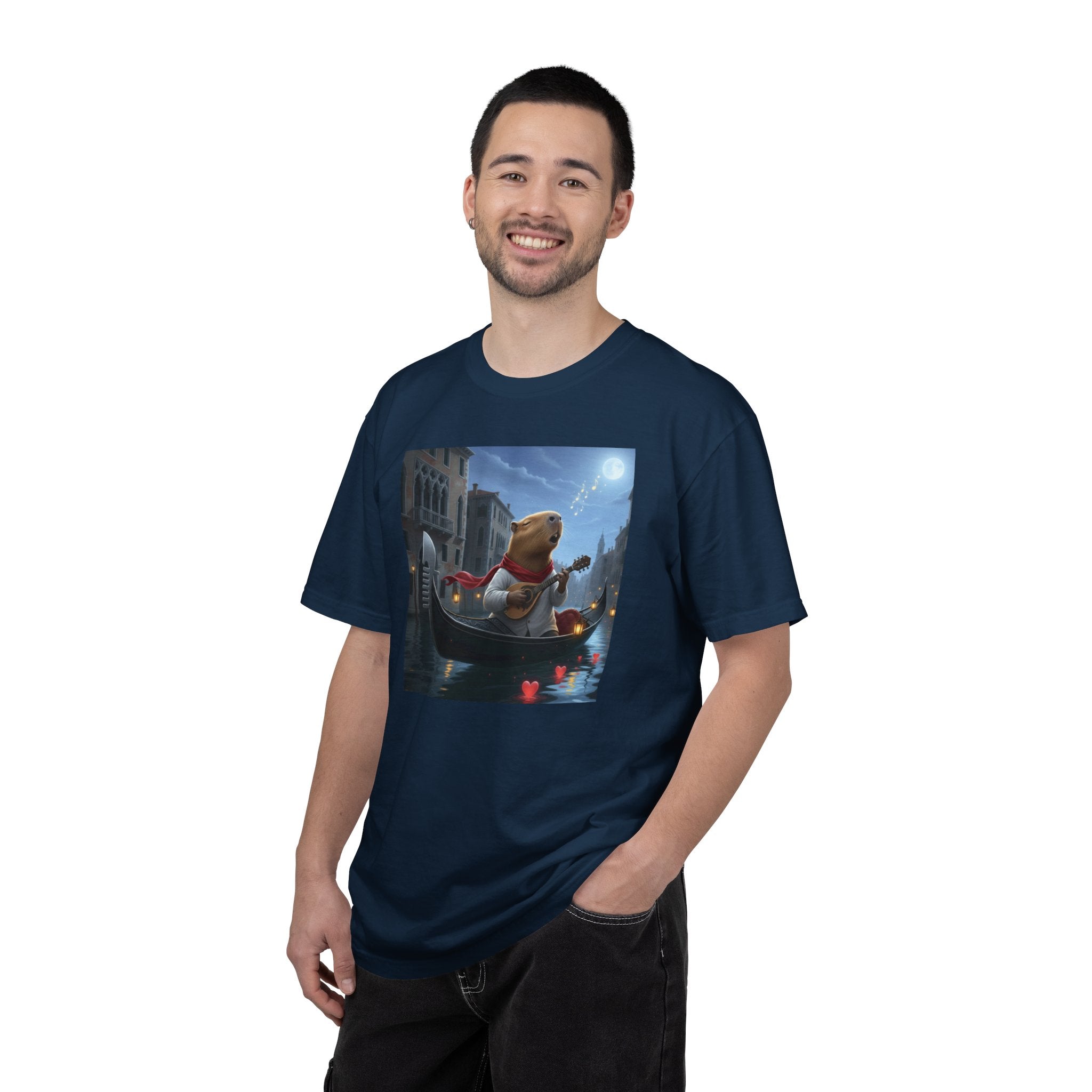 Capybara Gondolier Venice Night T-shirt | Romantic Venetian Canal Illustration