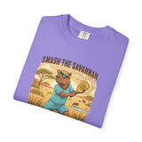Smash the Savannah Capybara Pickleballer T-Shirt | Animal Sports Graphic Tee