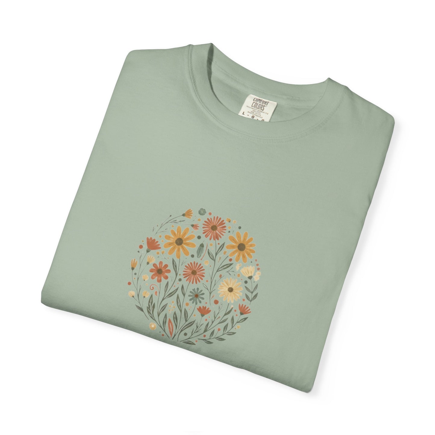 Autumn Wildflower Bouquet T-Shirt | Floral Circle Illustration