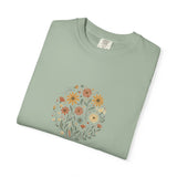 Autumn Wildflower Bouquet T-Shirt | Floral Circle Illustration