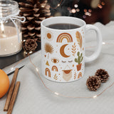 Boho Sun Moon Rainbow Pattern Mug | 11oz Ceramic Coffee Cup