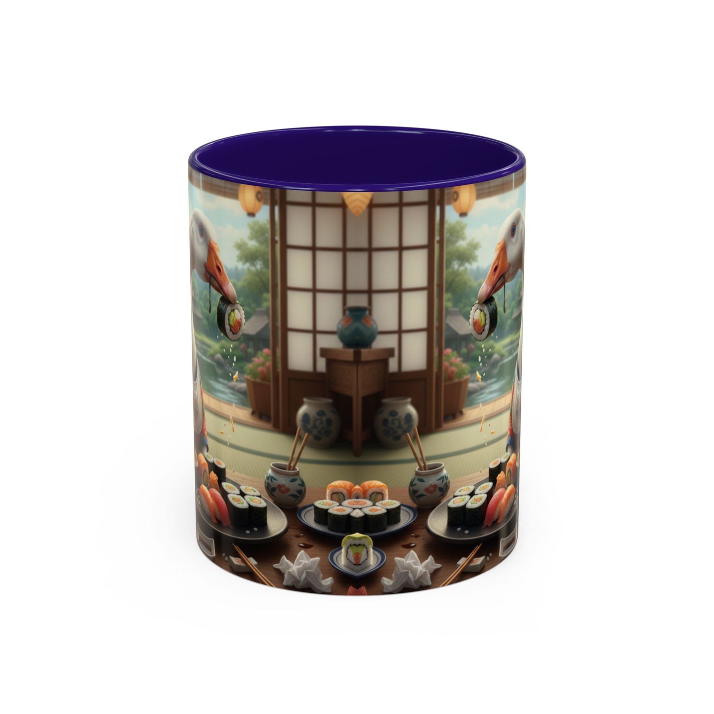 Goose with Sushi Mug | Japanese Tea Room Illustration