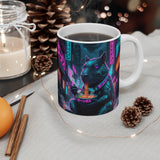 CyberPunk Capybara Ramen Mug | Cyberpunk City Nightscape, 11oz Ceramic