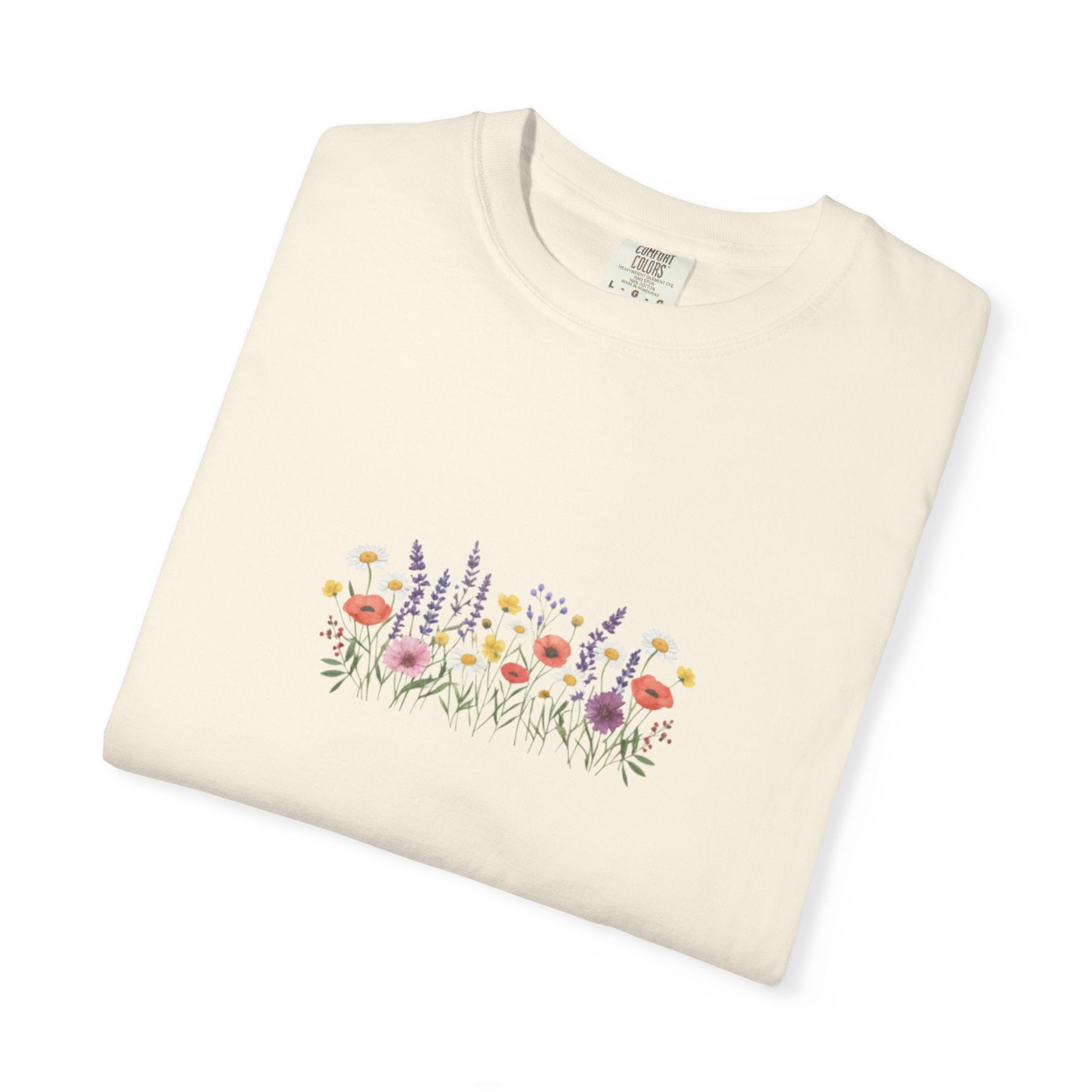 Wildflower Meadow watercolor floral design T-shirt | botanical garden tee