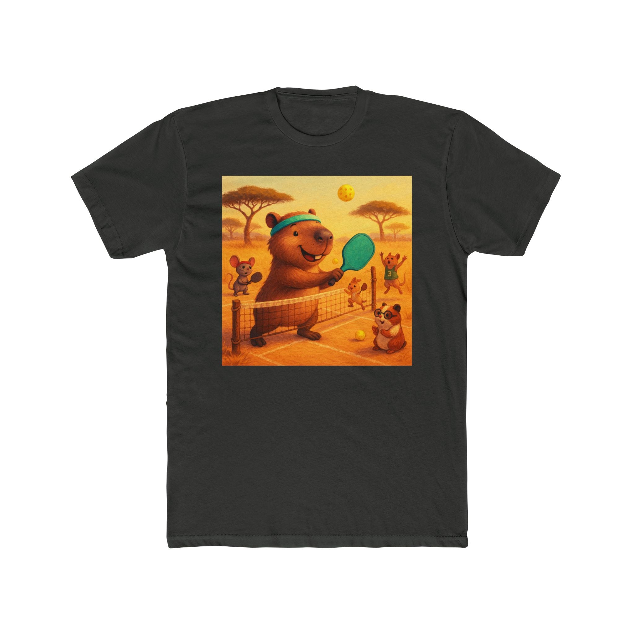 Capybara Playing Pickleball T-Shirt | Retro Sports Animal Illustration