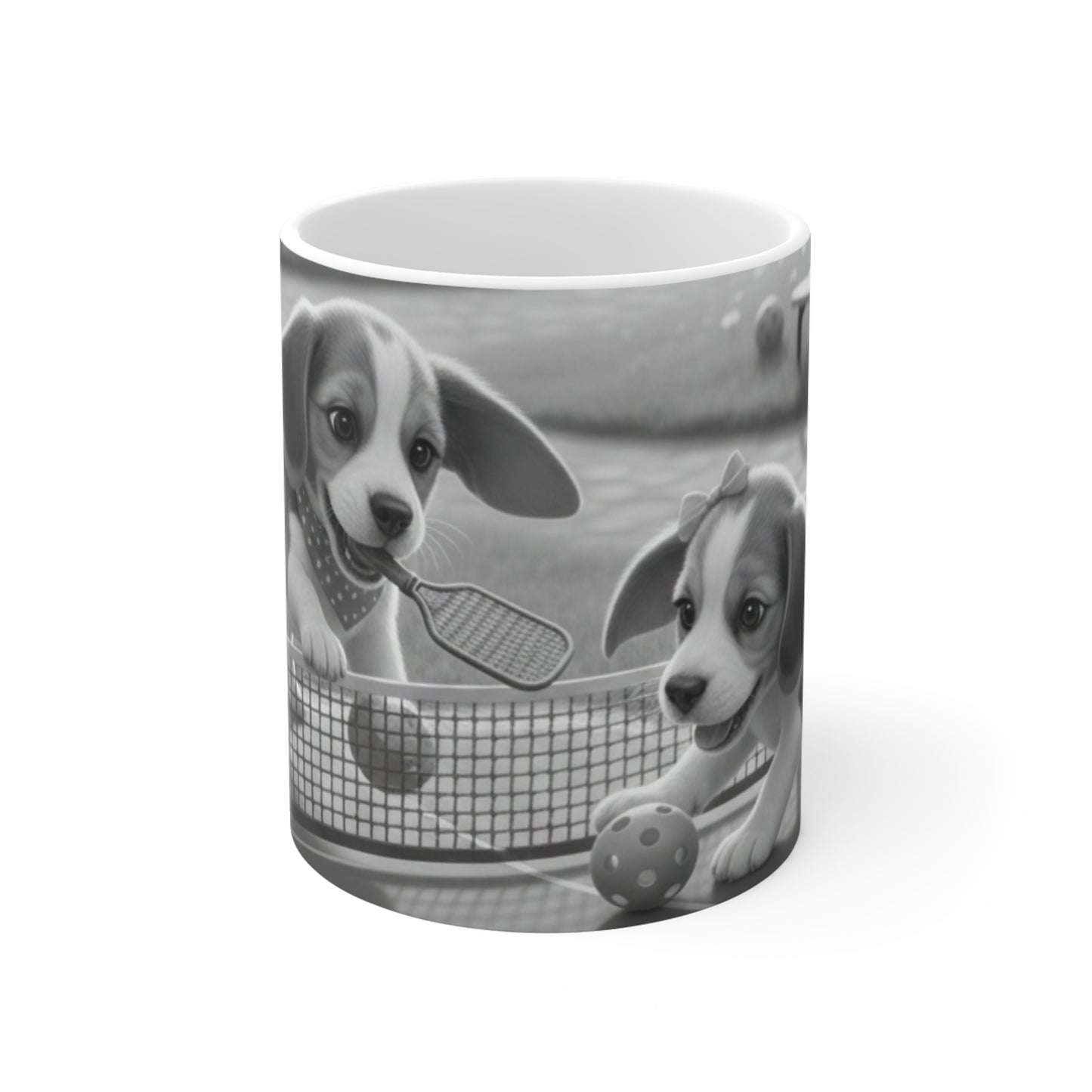 Pickleball Beagle Puppies Mug | Cute Dog Sports Coffee Tea Cup