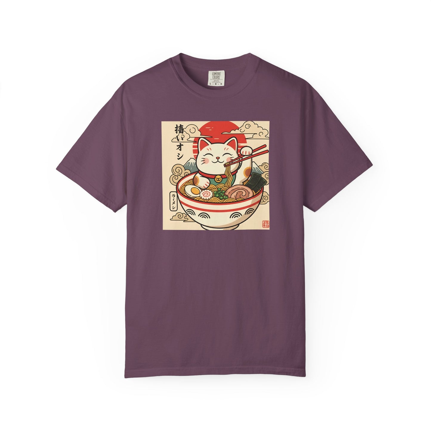 Maneki Neko Ramen Cat T-shirt | Lucky Cat Bowl Graphic Japanese Style