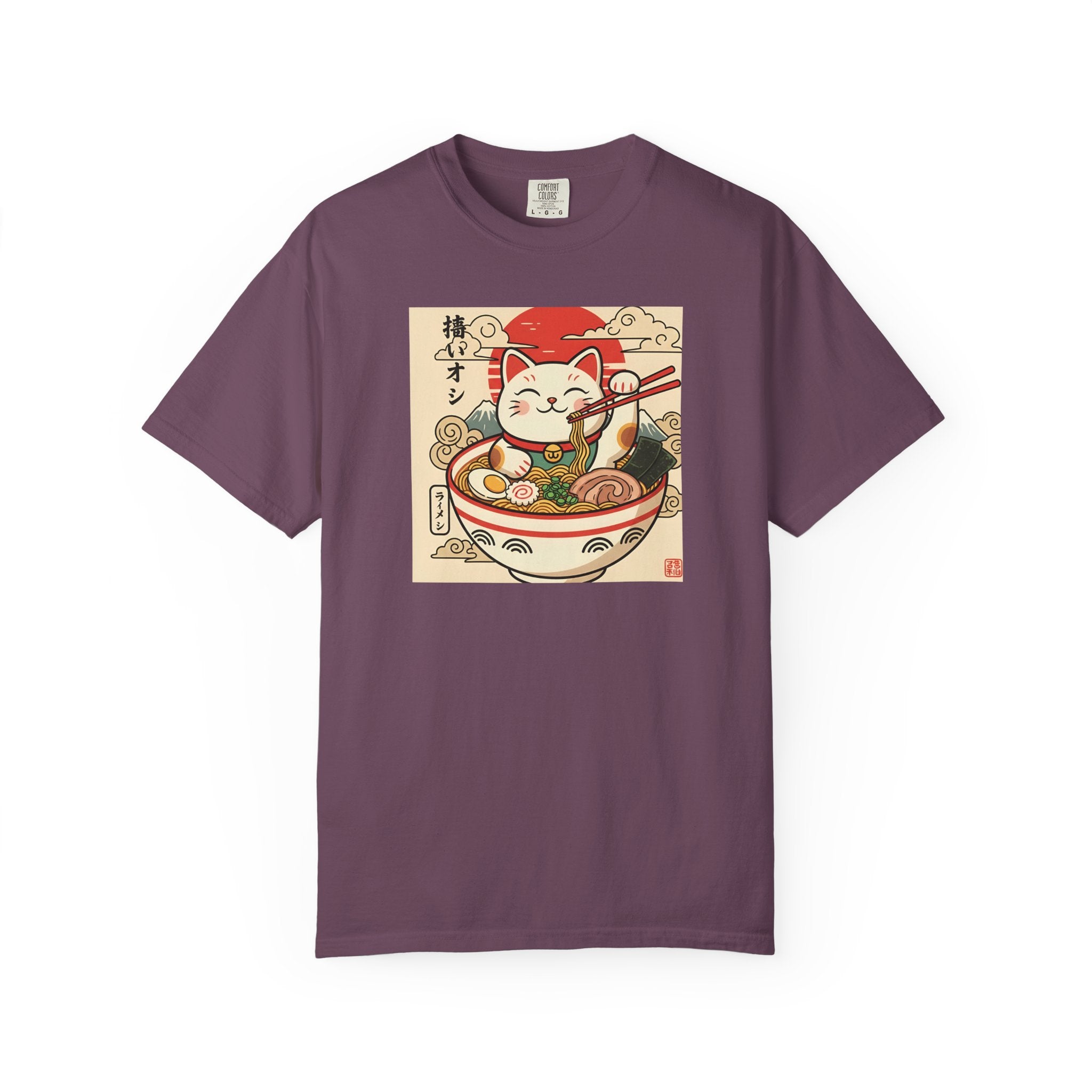 Maneki Neko Ramen Cat T-shirt | Lucky Cat Bowl Graphic Japanese Style