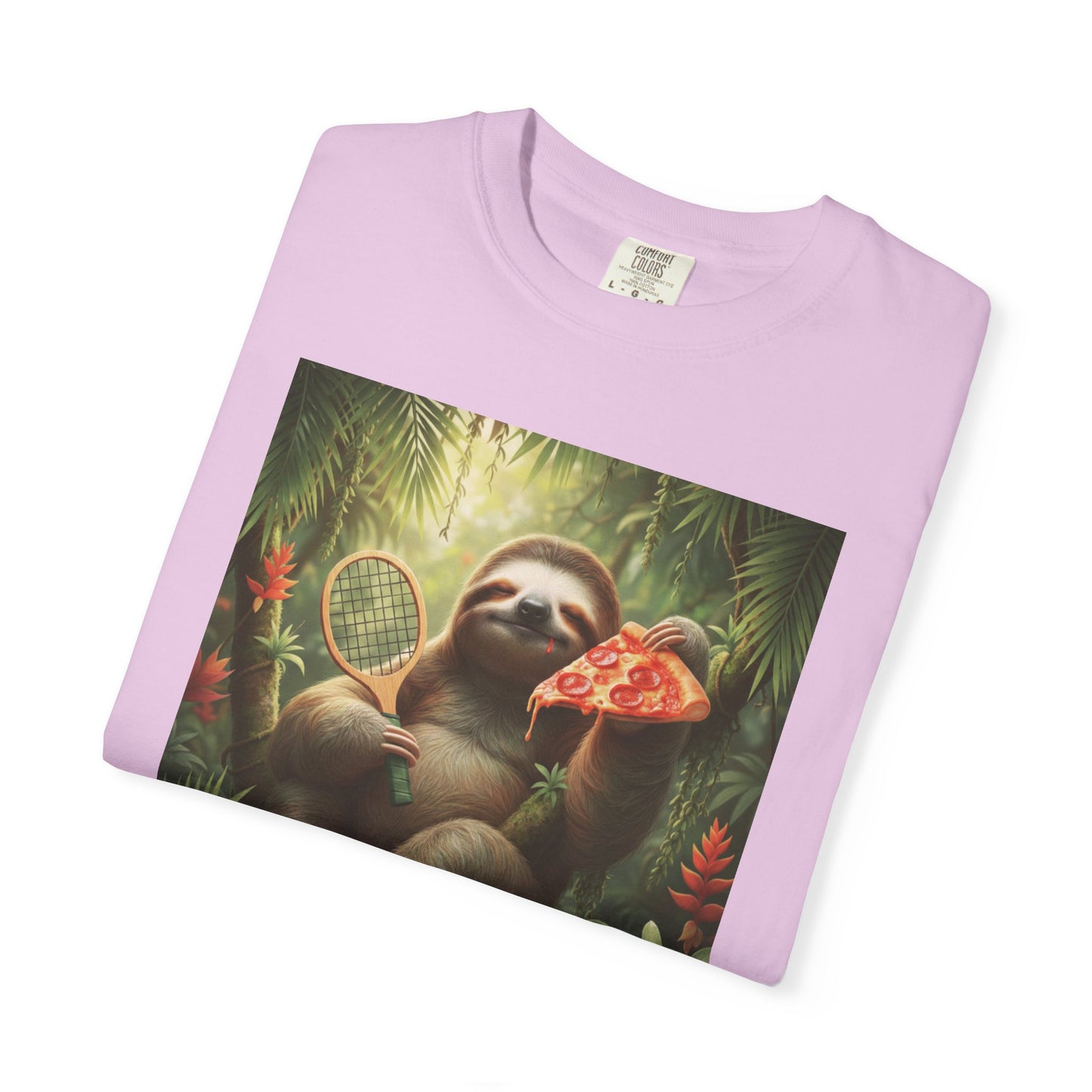 Sloth with Pizza and Pickleball Racket T-shirt | Eat Sleep Drink Repeat