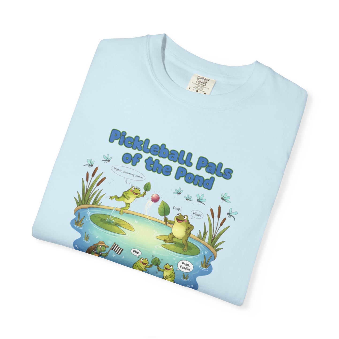 Pickleball Pals of the Pond T-Shirt | Cute Frog Pond Illustration