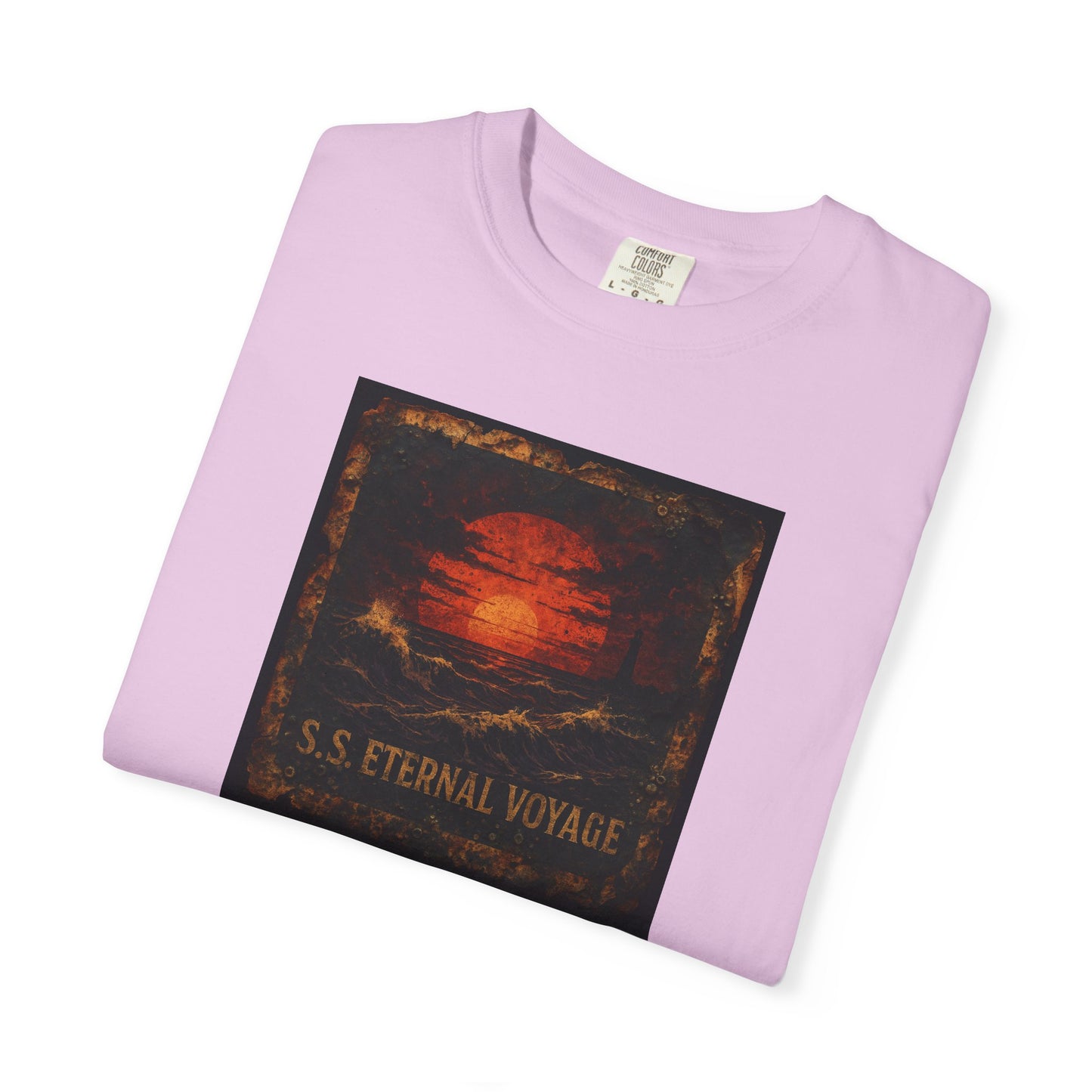 Eternal Voyage Sunset Illustration T-Shirt | Vintage Ocean Scene