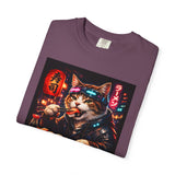 Sushi-Eating Cat T-Shirt | Neon Japanese Street Food Art