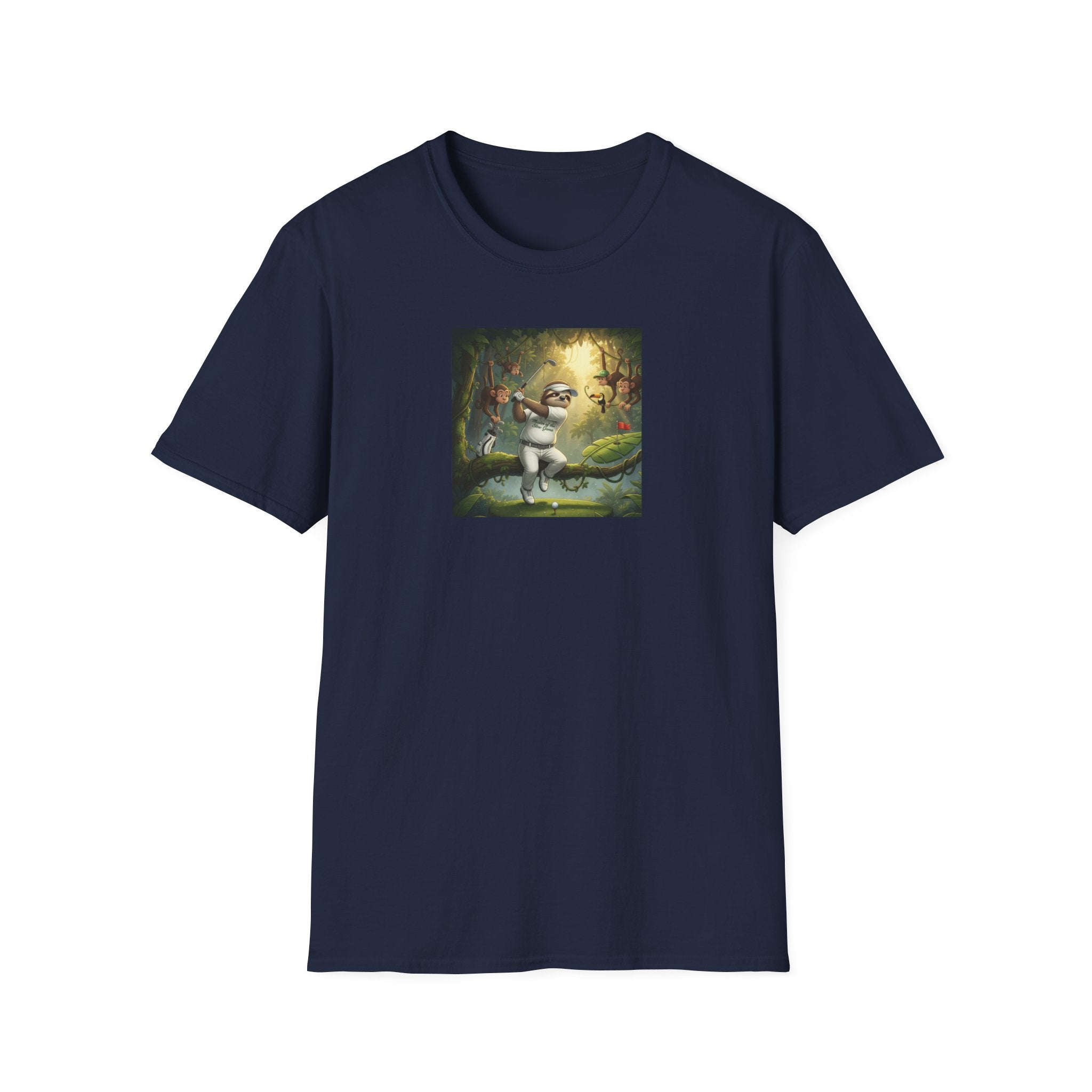Slow Living Sloth Golfer T-Shirt | Zen Sportswear Tropical Golf Silas