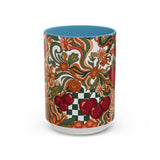 Vintage Cherry Strawberry Pattern Accent Mug | 11oz 15oz