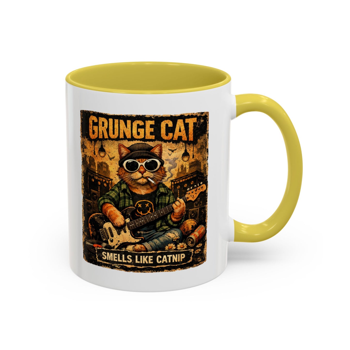 Grunge Cat Smells Like Catnip Mug | Ceramic Coffee Cup