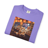 Whiskers and the Wondrous Noodles Cat Bar Ramen Scene T-shirt | Cozy Pub Cat Illustration
