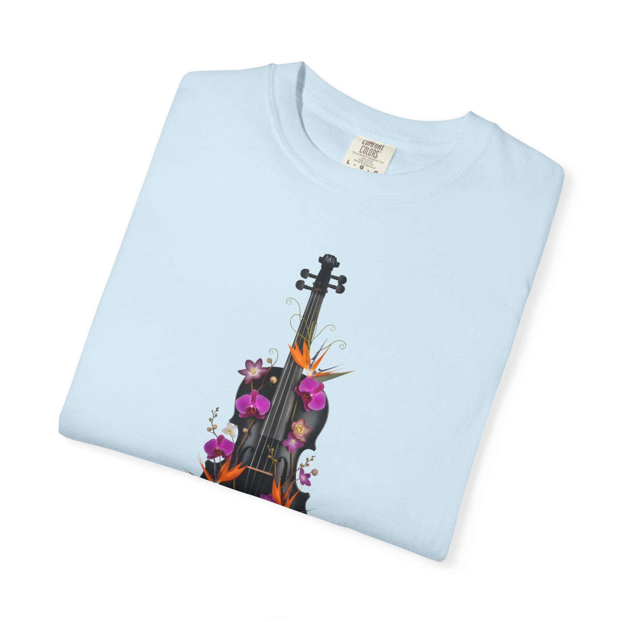 Floral Violin T-shirt | Botanical Music Instrument Tee