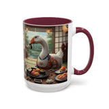 Goose with Sushi Mug | Japanese Tea Room Illustration