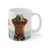 See No Evil Capybara Beach Mug | Funny Rodent Coffee Cup