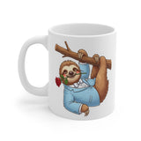 Romantic Sloth with Rose Mug | Cute Lazy Sloth on Tree