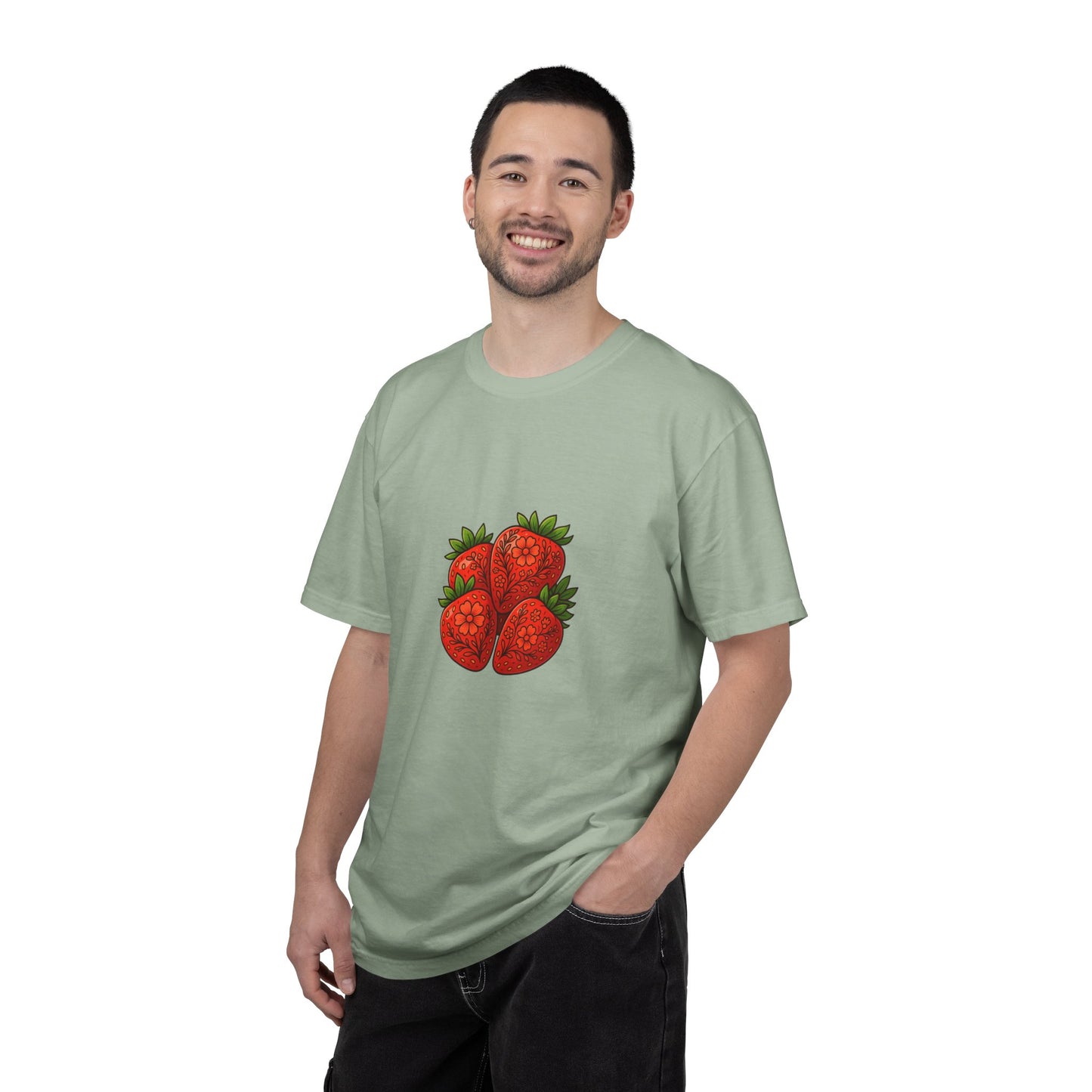 Strawberry Cluster T-shirt | Retro Floral Fruit Illustration