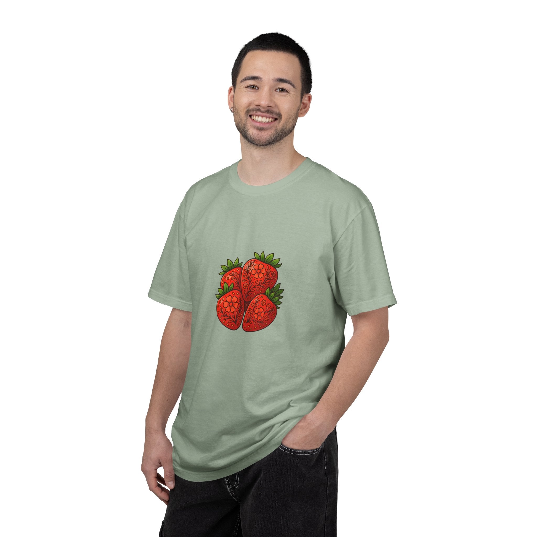 Strawberry Cluster T-shirt | Retro Floral Fruit Illustration