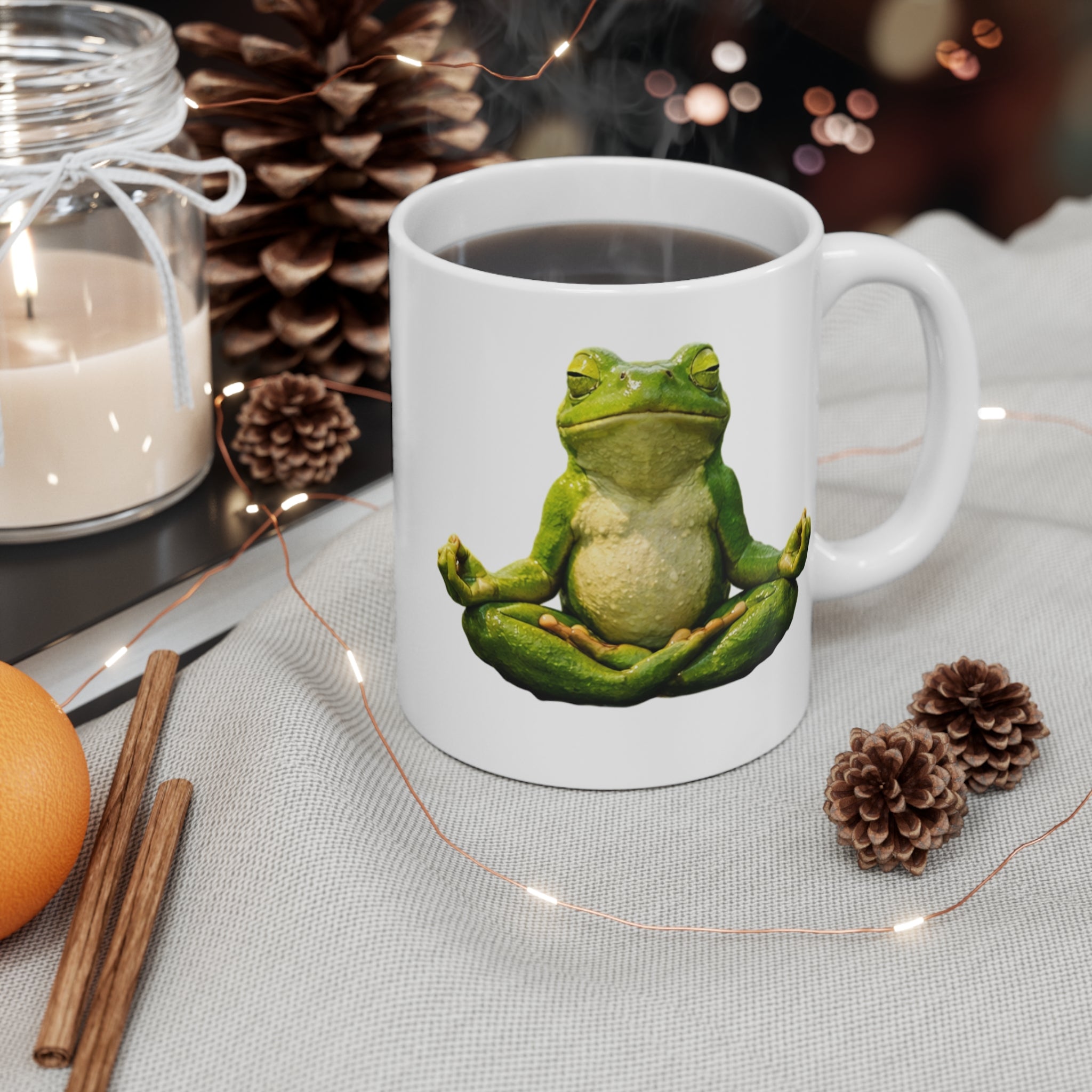 Meditating Frog Mug | Yoga Zen Frog Ceramic Coffee Mug